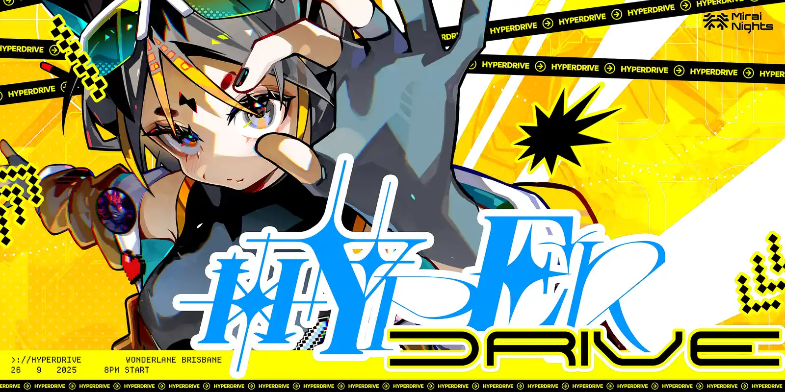 Official organiser artwork for Mirai Nights: Hyperdrive with Tatsunoshin
