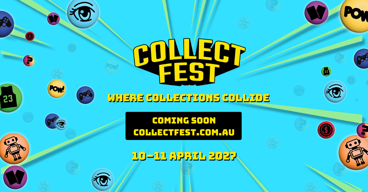 Official CollectFest Sydney promotional artwork showing 10–11 April 2027
