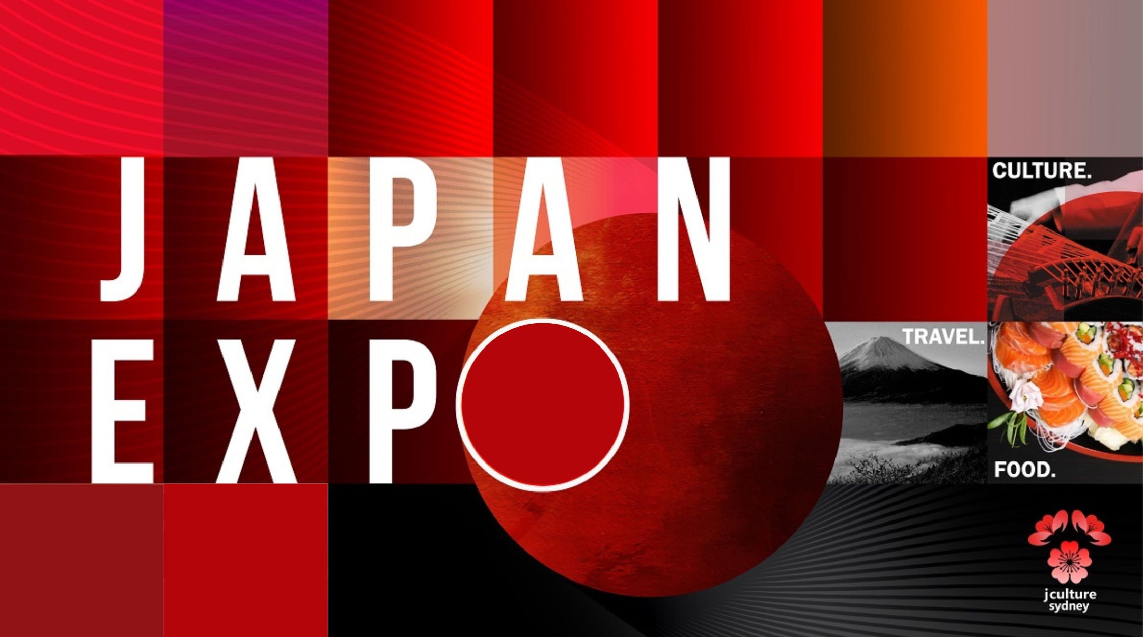JAPAN EXPO official undated key visual with red culture, travel and food imagery