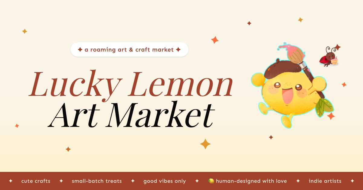 Lucky Lemon Art Market official undated brand artwork with its lemon mascot and market name