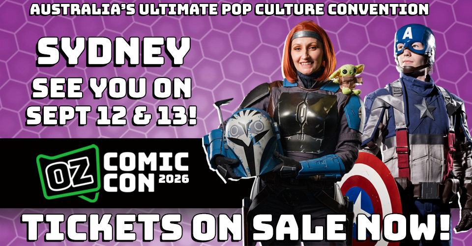 Official Oz Comic-Con Sydney 2026 poster showing 12–13 September and cosplayers